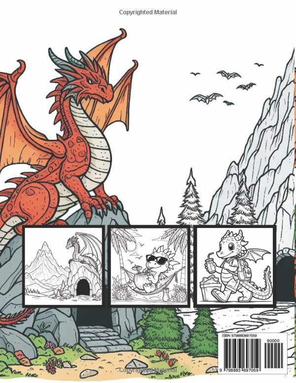 Fantasy Dragons Coloring Book for Kids: Fantasy Dragons Coloring Book for Kids - 35 Unique Dragon Pictures, Single Sided Pages, 8.5 x 11 inches WoodArtSupply