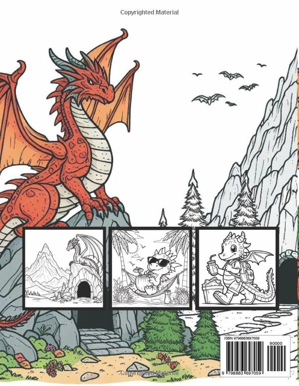 Fantasy Dragons Coloring Book for Kids: Fantasy Dragons Coloring Book for Kids - 35 Unique Dragon Pictures, Single Sided Pages, 8.5 x 11 inches