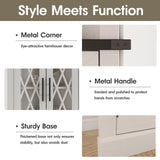 Maupvit 66.8" Tall Corner Cabinet with 2 Glass Doors, Modern Storage Cabinet with Adjustable Shelves, Corner Display Cabinet for Living Room, Bathroom, Hallway, Retro White Maupvit