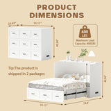 Full Size Murphy Bed with Charging Station and Drawer Farmhouse Cabinet Bed Wood Space-Saving Hidden Folding Platform Bed Chest for Home Office Bedroom Guest Room Apartment,White NEBZHASK