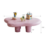 48.5 Inches Cloud Coffee Table, Unique Modern Table with 4 Legs for Your Living Room, Quickly Assembly-Pink Glintee