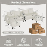 ZSDT Sectional Couches for Living Room, 6 Seat Sectional Sofa Smart Module-Bluetooth Speaker/RGB Light/Charging Station, Chenille U Shaped Couch with 2 Movable Storage Ottomans (Beige) ZSDT