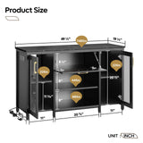 Bestier 55-75 Gallon Fish Tank Stand with Power Outlet & LED Light, 49.2"x13.8" Heavy-Duty Aquarium Stand with Storage, Dual Glass Cabinet, 8 Thicken Metal Legs, Suit for Reptile/Turtle Terrarium Bestier