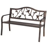 Sophia & William Outdoor Bench, Porch Bench, Garden Bench, Wrought Iron Bench with Backrest and Armrests, Bronze Sophia & William