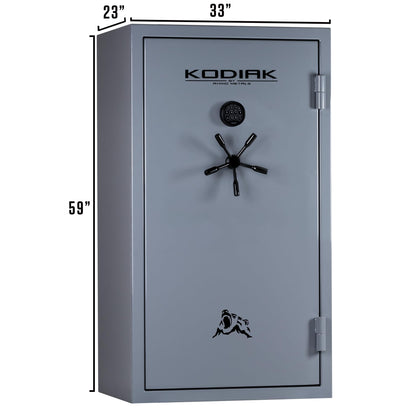 Kodiak Home Gun Safe for Rifles & Pistols | KGX5933G by Rhino Metals with New SafeX Security System | 41 Long Guns & 6 Handguns | 60 Minute Fire Protection | Gloss Gray Finish | 536lbs