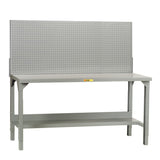 Little Giant WST2-3672-AH-PB Adjustable Height Welded Workbenches with Pegboard Panel, Lower Shelf, 4000 lb. Capacity, 36" Depth x 72" Width, Gray Little Giant