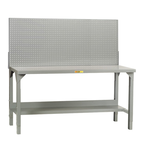 Little Giant WST2-3672-AH-PB Adjustable Height Welded Workbenches with Pegboard Panel, Lower Shelf, 4000 lb. Capacity, 36" Depth x 72" Width, Gray Little Giant