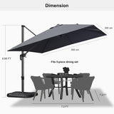 PURPLE LEAF 10 Feet Patio Umbrella Outdoor Cantilever Square Umbrella Aluminum Offset Umbrella with 360-degree Rotation for Garden Deck Pool Patio, Grey PURPLE LEAF