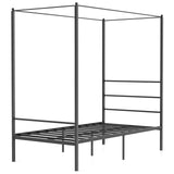 KOMFOTT Metal Canopy Bed Frame Twin Size, Modern 4 Poster Canopied Platform Bed Frame with Headboard, Heavy-Duty Metal Slat Support Mattress Foundation, No Box Spring Needed, Easy Assembly, Black KOMFOTT