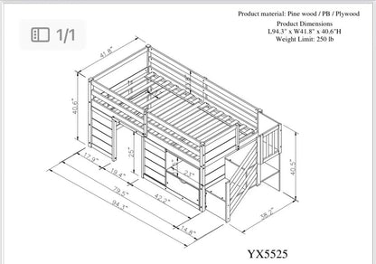 Harper & Bright Designs White Twin Size Low Loft Bed with Storage and Stairs for Kids - WoodArtSupply