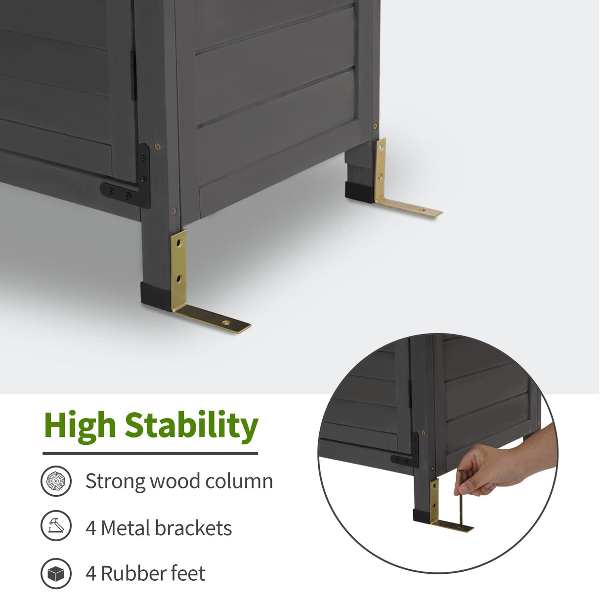 MCombo Outdoor Wood Storage Cabinet, Small Size Garden Wooden Tool Shed with Double Doors, Outside Tools Cabinet for Backyard (24.6”x 18.3”x38.2”) 0985 (Grey) MCombo