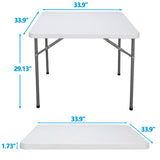 ZenStyle 3 ft Indoor Outdoor Heavy Duty Portable Plastic Folding Table, Square Card Table Utility Desk Game Table for Puzzles Crafting Picnic Camping Dining Party, White ZenStyle