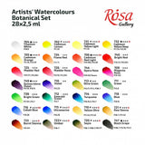 ROSA Gallery Botanical Watercolor Paint Set, Vibrant Kit Designed by Professional Artists, Washable, High Lightfastness Pigments, Made in Ukraine, Packed in Metal Paint Box, 28 Ct. Rosa Gallery