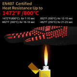 Premium BBQ Gloves, 1472°F Extreme Heat Resistant Oven Gloves, Grilling Gloves with Cut Resistant, Durable Fireproof Kitchen Oven Mitts Designed for Cooking, Grill, Frying, Baking, Barbecue-1 Pair MVZAWINO