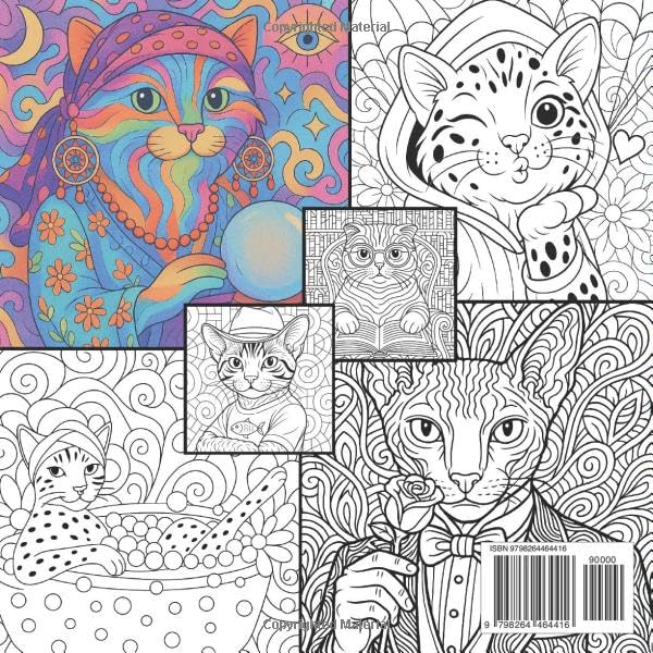 Cat Portraits: Relaxing Adult Coloring Book of Beautiful Cats & Geometric/Abstract Modern Art Patterns for Mindfulness: Unique, Cute & Artistic Cat ... | Promotes Calm, Creativity & Stress Relief Majosta