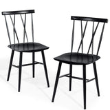 COSTWAY Dining Chair Set of 2, Farmhouse Windsor Chairs Dining Room Chairs with Spindle Back and Sturdy Metal Construction, Kitchen Side Chairs for Living Room Restaurant, Black (Height 17'') COSTWAY