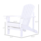 Outsunny Wooden Adirondack Chair, Outdoor Patio Lawn Chair with Cup Holder, Weather Resistant Lawn Furniture, Classic Lounge for Deck, Garden, Backyard, Fire Pit, White Outsunny