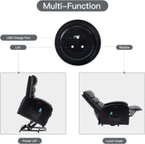 AVAWING Power Lift Recliner Chair for Elderly, PU Leather Electric Inclining Chair with Remote Control, Side Pocket and USB Port for Living Room & Bedroom, Black AVAWING