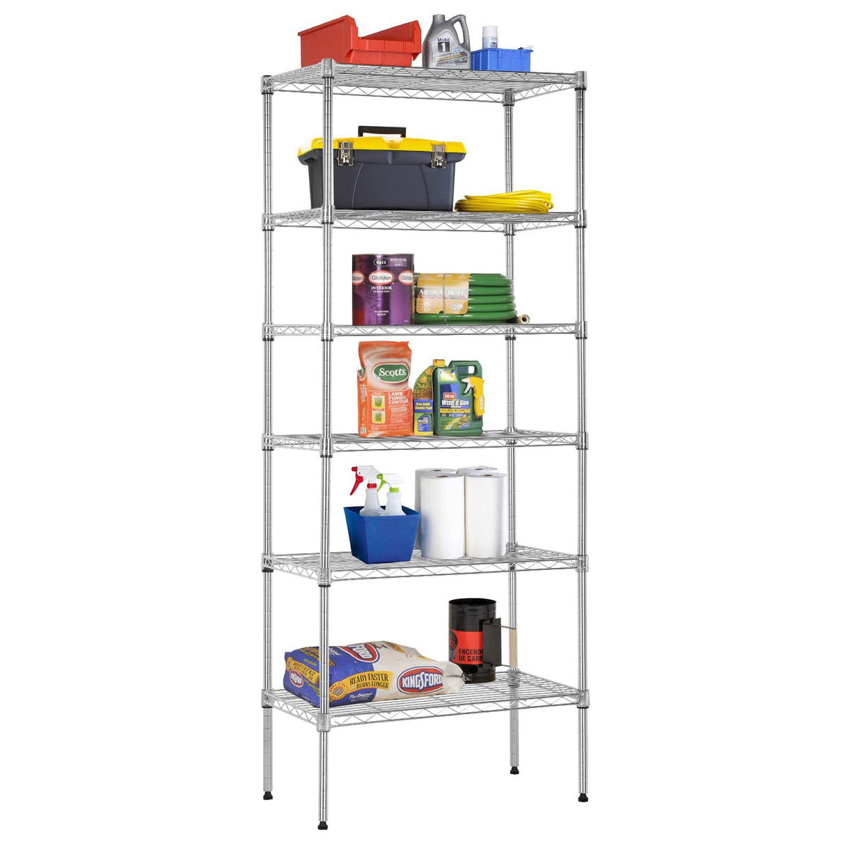 BestOffice Adjustable Wire Shelving Storage Shelves Heavy Duty Shelving Unit for Small Places Kitchen Garage (Chrome, 13" D x 23" W x 59" H) BestOffice