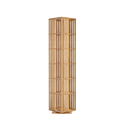 YOWOS 360° Rotating Bamboo Bookshelf Tower – 6 Tier Floor Standing Storage Rack for Kids & Adults - WoodArtSupply