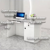 GUQASDV Reception Desk with Counter, Modern Reception Standing Counter, Front Desk Reception Counter, Office Counter Table with Soft Lighting for Clothing Stores, Restaurants(Beige,1.1m) GUQASDV