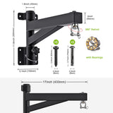 BeneLabel 17" Punching Bag Hanger Wall Mount 360 Swivel Heavy Bag Hanger 800 LB Capacity Boxing Bag Mount Bracket for Home Gym Muay Thai Bag BeneLabel