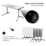 Conference Table Folding Conference Table, Modern Conference Room Table White Meeting Table Flip Top Large Mobile Training Table, Mobile Training Seminar Table for Office Classroom (6pack 63in) Lrxmastery