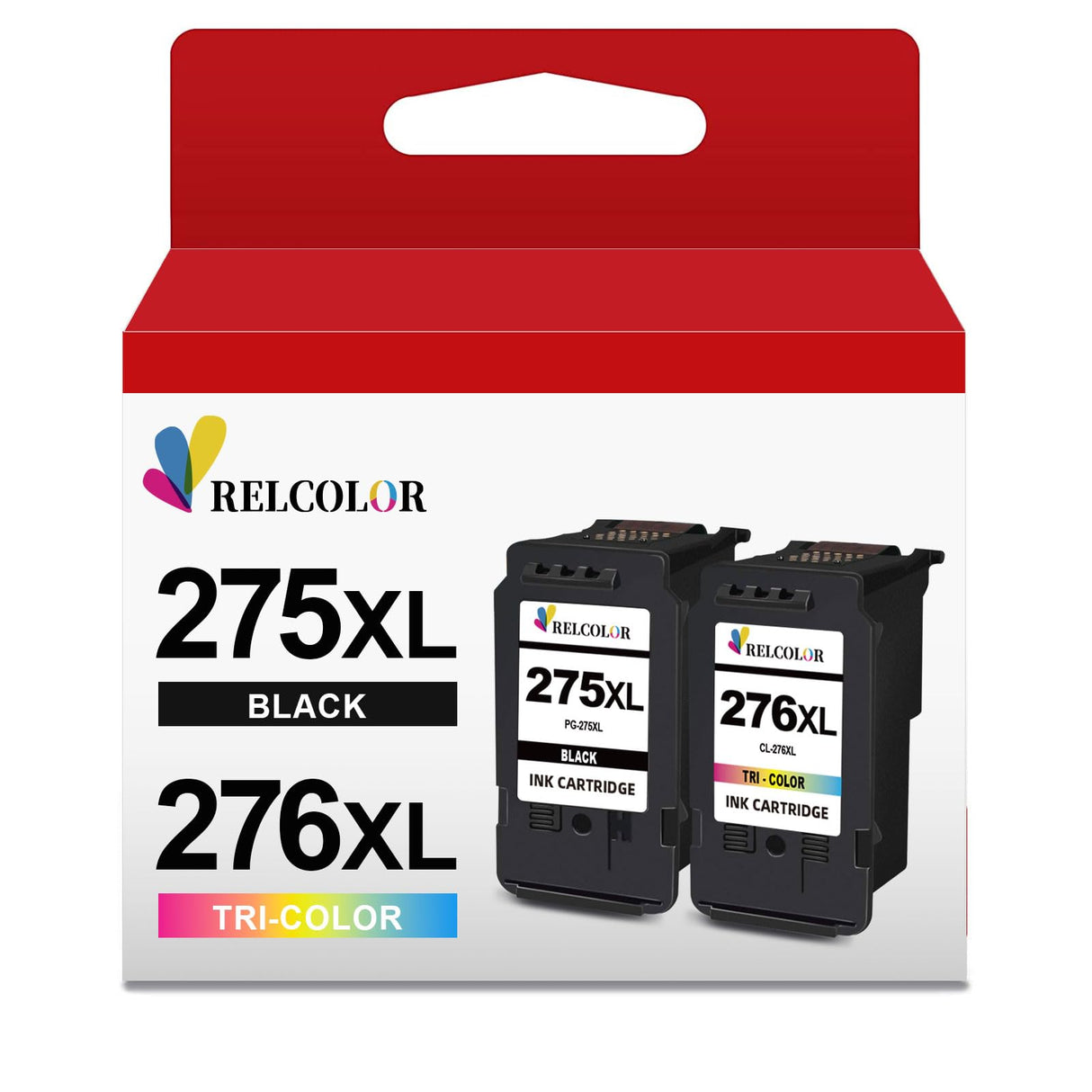 Relcolor Remanufactured Ink Cartridge Replacement for Canon 275XL 276XL 275 276 XL PG275 CL276 (Black and Tricolor, 2-Pack) Work with TS3520 TS3522 TS3500 TR4720 TR4700 TR4722 Printer, PG 275 CL 276 Relcolor