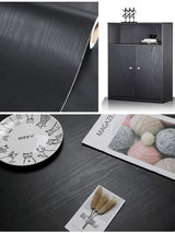 Black Wallpaper - Wood Peel and Stick Wallpaper – Black Wood Self-Adhesive & Removable Wall Paper for Countertop Furniture Kitchen Wall, Countertop Contact Paper, Easy to Clean, 17.7” × 118” Vinyl tiltil