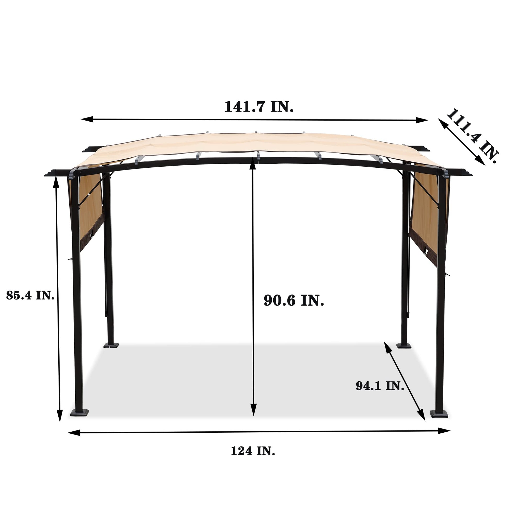 PERFECT GARDEN 12' x 9' Ft. Outdoor Patio Retractable Canopy Gazebo Metal Pergola with Adjustable Shade (Beige) - WoodArtSupply