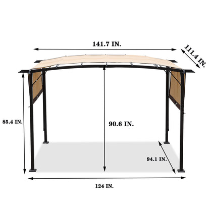 PERFECT GARDEN 12' x 9' Ft. Outdoor Patio Retractable Canopy Gazebo Metal Pergola with Adjustable Shade (Beige) - WoodArtSupply