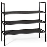 Sakugi Shoe Rack with Non-Woven Fabric - 3-Tier Shoe Organizer for Closet, Garage, Corridor & Entryway, Sturdy and Stackable, X-Large, Black Sakugi