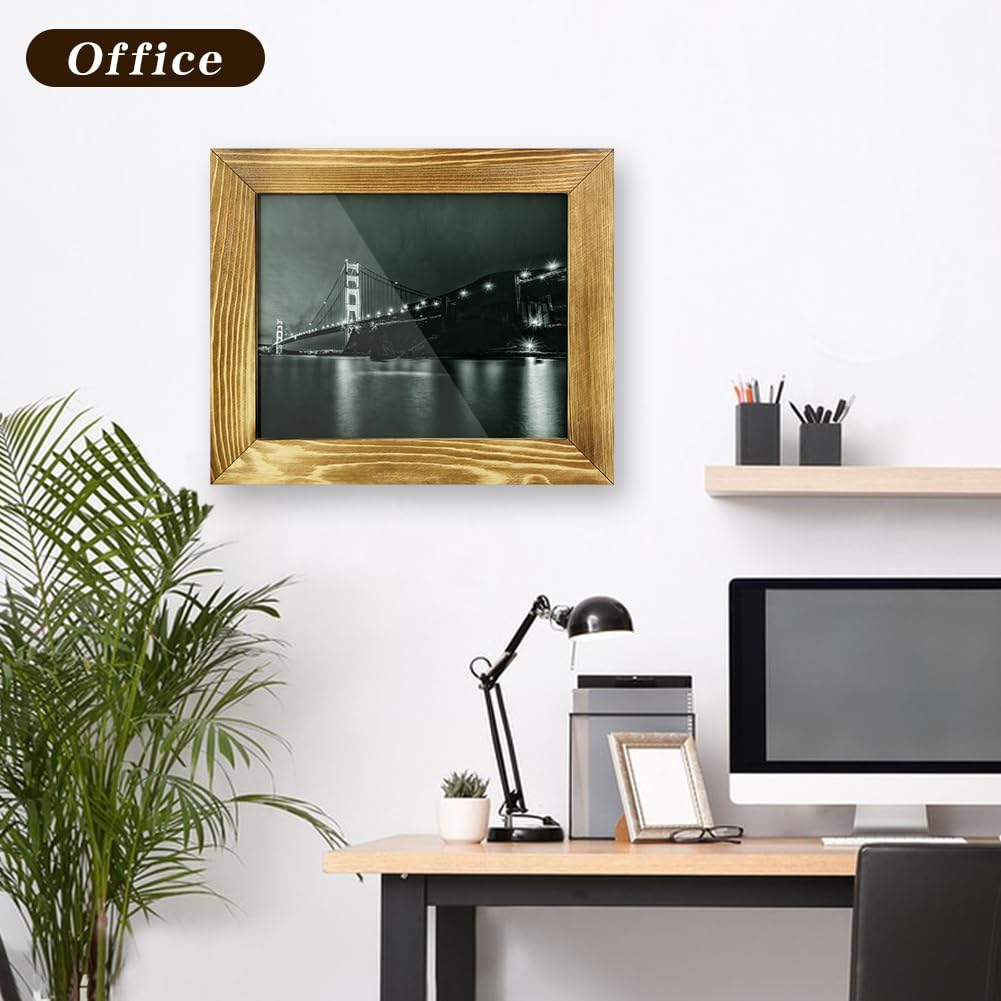 Hidden Gun Storage - Gun Safe Pistol Storage, 11"x14" Matted to 8"x10" Concealment Furniture Secret Decor Solid Wooden Handgun Picture Frames Box Homvle