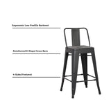 AC Pacific 24” Metal Barstool Set of 2 – Country Rustic Style with Low Back, Lightweight & Sturdy Build, Easy Assembly – Matte Black AC Pacific