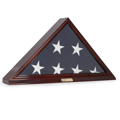 Custom Personalized Solid Wood Triangle Glass Front Flag Display case Bey-Berk
