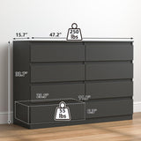 Vibe & Dine 8 Drawer Double Dressser, Modern Chest of Drawers with Wide Storage for Closet, Bedroom, Living Room, Black Vibe & Dine