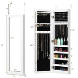 Giantex 12 LEDs Jewelry Armoire Wall Door Mounted, Jewelry Cabinet Organizer with Full-length Mirror, Ring Earring Slots Necklace Hooks and 5 Storage Shelves, Large Storage Capacity Giantex