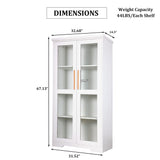 jamege 67” Tall China Storage Cabinet with Tempered Glass Doors, Curio Display Cabinet, Bookshelves, Bookcase with Adjustable Shelves, for Living Room, Kitchen, Dining Room, Pantry, Home, Office jamege