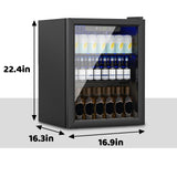 Compact Beverage Refrigerator,70 Can/1.6 Cubic Feet Mini Fridge with Glass Front Door for Soda, Beer or Wine, Under Counter Drink Dispenser with Adjustable Shelve & Digital Display (1.6 Cu) DollarDash