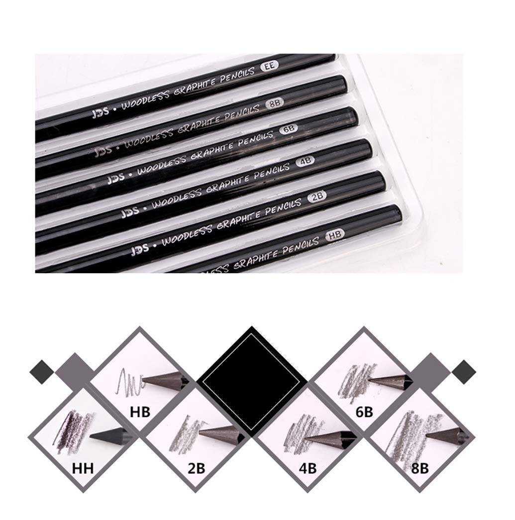 YYMIYU Full Graphite Pencils set 6 Piece.HB/2B/4B/6B/8B/EE (lead pencil) YYMIYU