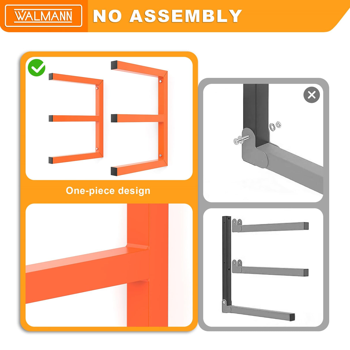 WALMANN Garage Wall Mounted Lumber Storage Rack, Overhead Heavy Duty Lumber Rack for Woodworking Shop(1 Pair) WALMANN