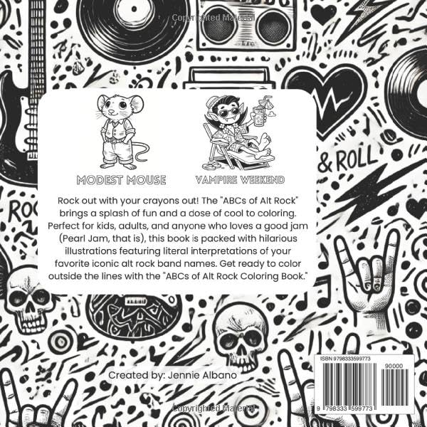 ABC's of Alt Rock Coloring Book: Alphabet Pictographs of Iconic Alt Rock Bands – Coloring Fun for Kids and Adults WoodArtSupply