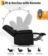 SLEKVERSA Power Lift Recliner Chair, Home Theater Seating with Lumbar Support, Faux PU Leather Recliner Sofa Adjustable Back and Legs, Elderly Power Recliner Chair for Living Room, Black SLEKVERSA