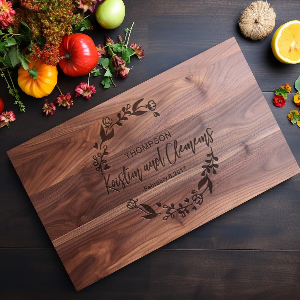 Personalized Cutting Board, Usa Crafted Maple/Walnut Customized Cutting Boards, Save The Date Wedding Gift, Christmas Gifts, Anniversary or Bridal SHOISOWO