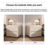 ROPSHTSF Bedside Table, Modern and Simple, Solid Wood Bedside Table, Bedroom Home Use, Free Installation, Cream Style Leather Bedside Table, Luxury Night Stand with 2 Drawer(Pink White,Right) ROPSHTSF