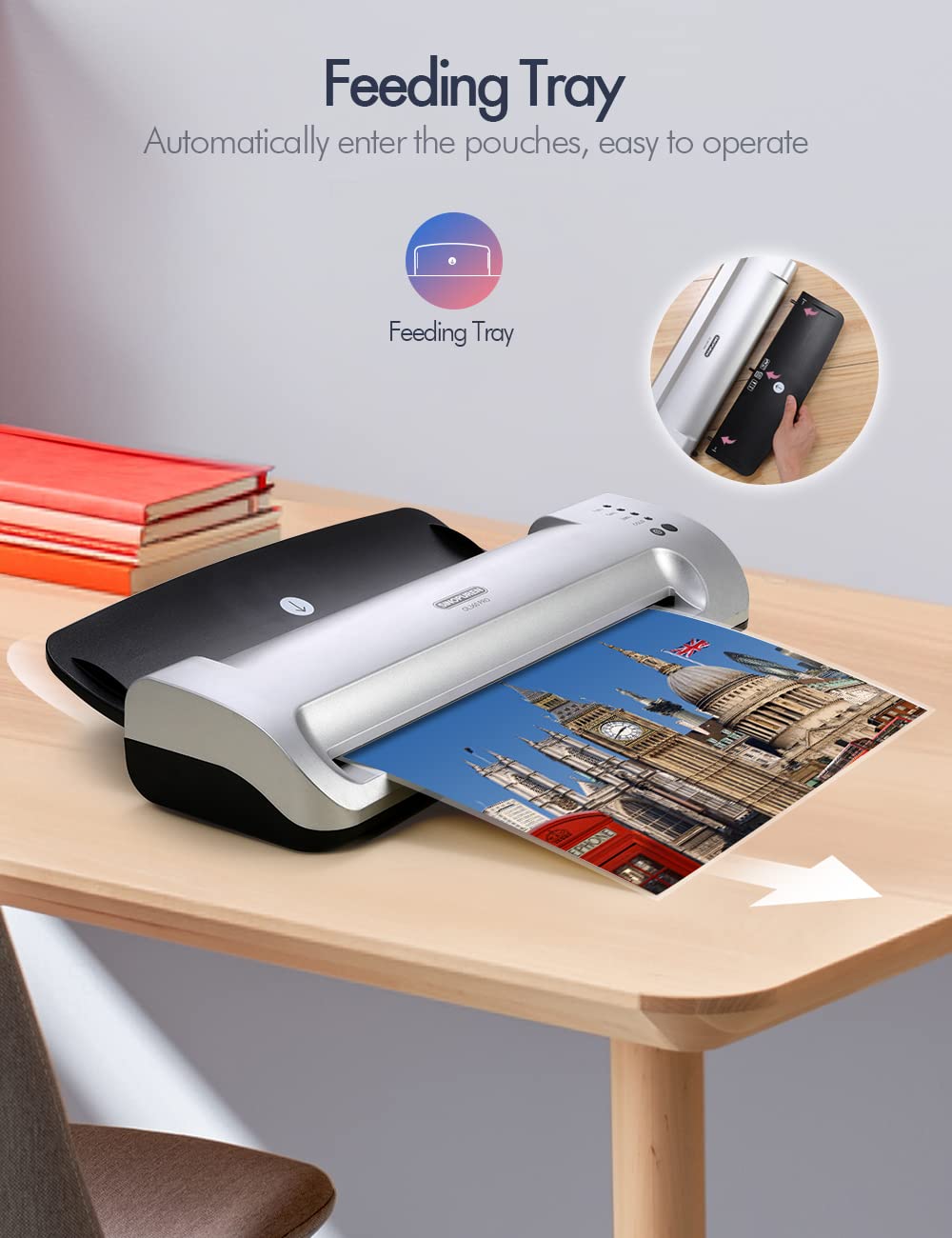 Laminator Machine, SINOPUREN 13-inch Thermal Laminator, with Paper Trimmer, Corner Rounder, 10 Pouches Sheets, Quick Warm-Up, Cold and Hot Laminating for Home/School/Office SINOPUREN