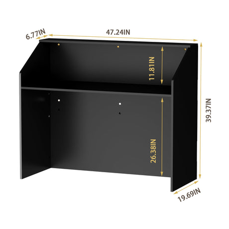47.2 inches Reception Desk with Counter Modern Front Table Checkout Counter Table Retail Counter for Reception Room,Salon,Office,Store,Shop,Clinic,Lobbies,Retail,Home,Black QUNTTINA