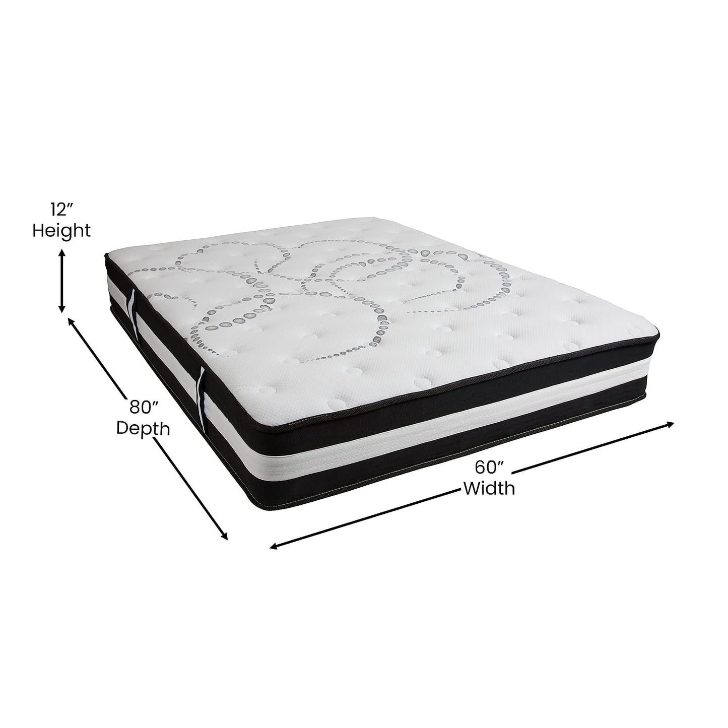 Flash Furniture Capri Comfortable Sleep 12" Hybrid Pocket Spring and Foam Mattress, Foam Pocket Spring Hybrid Mattress for Pressure Relief, Queen