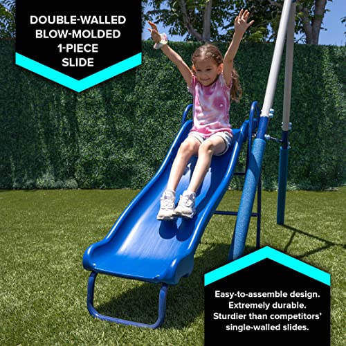 Sportspower Arcadia Swing Set - Outdoor Heavy-Duty Metal Playset for Kids with Slide - WoodArtSupply