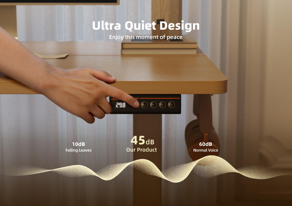 YDN Electric Standing Desk, 55x24 Inch Stand up Desk Adjustable Height, Sit Stand Home Office Desk with Splice Board, Natural YDN